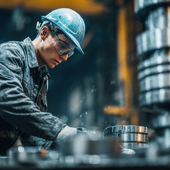 Dedicated Worker Engaged in Die Casting and Cleaning Metal Parts