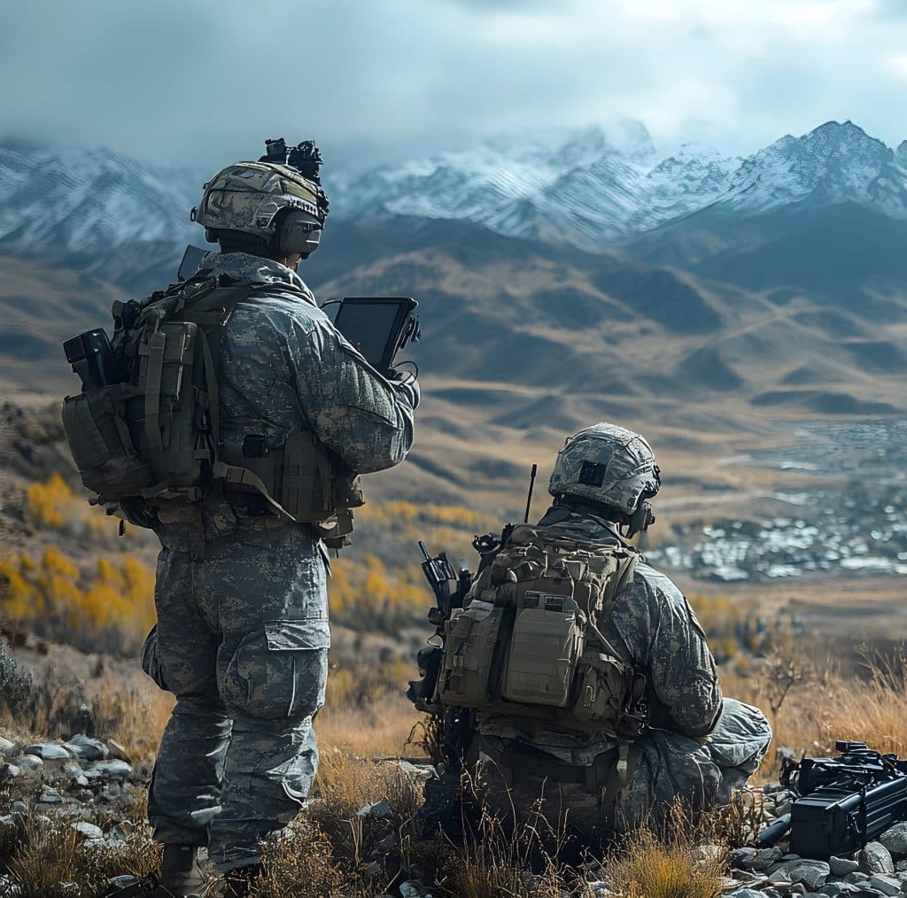 Soldiers Deploying Tactical Electronic Warfare Devices to Disrup