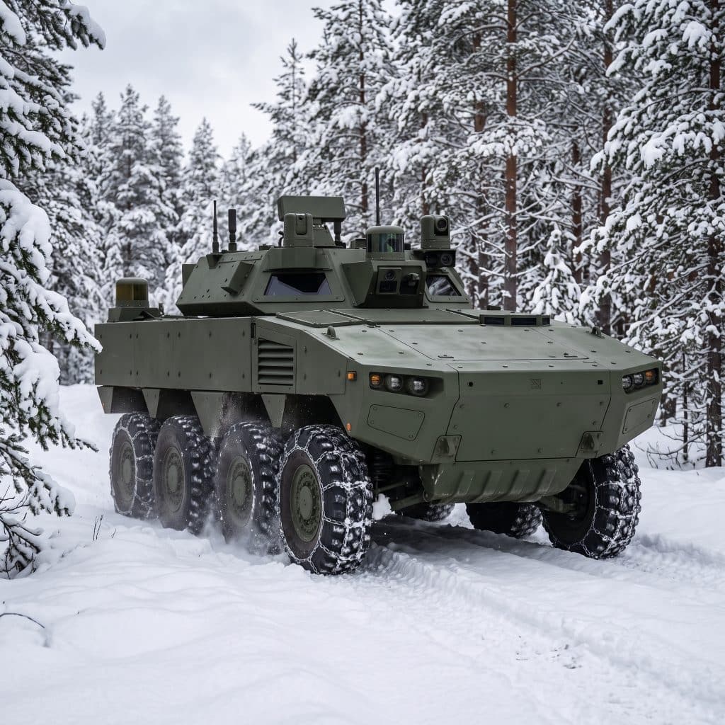 autonomous-tactical-vehicle-winter-trees