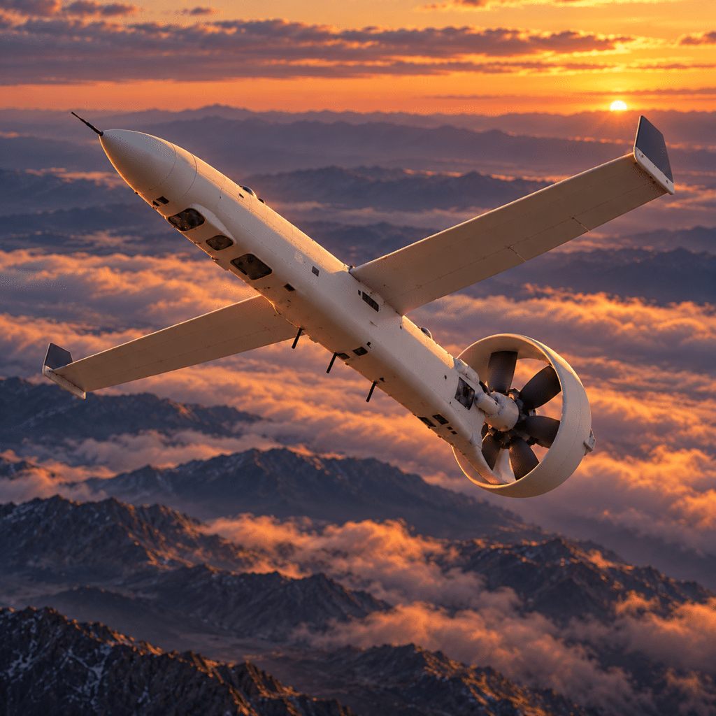 VTOL-ISR-drone-airborne-sunset